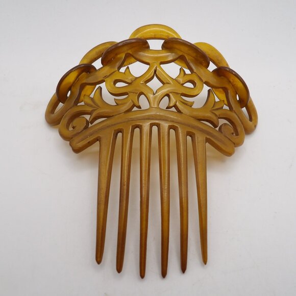 Victorian Steer Horn Hair Comb Cable Link Design